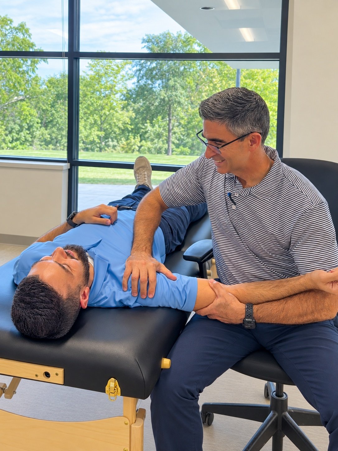 Patrick Hoban treating a shoulder at the clinic