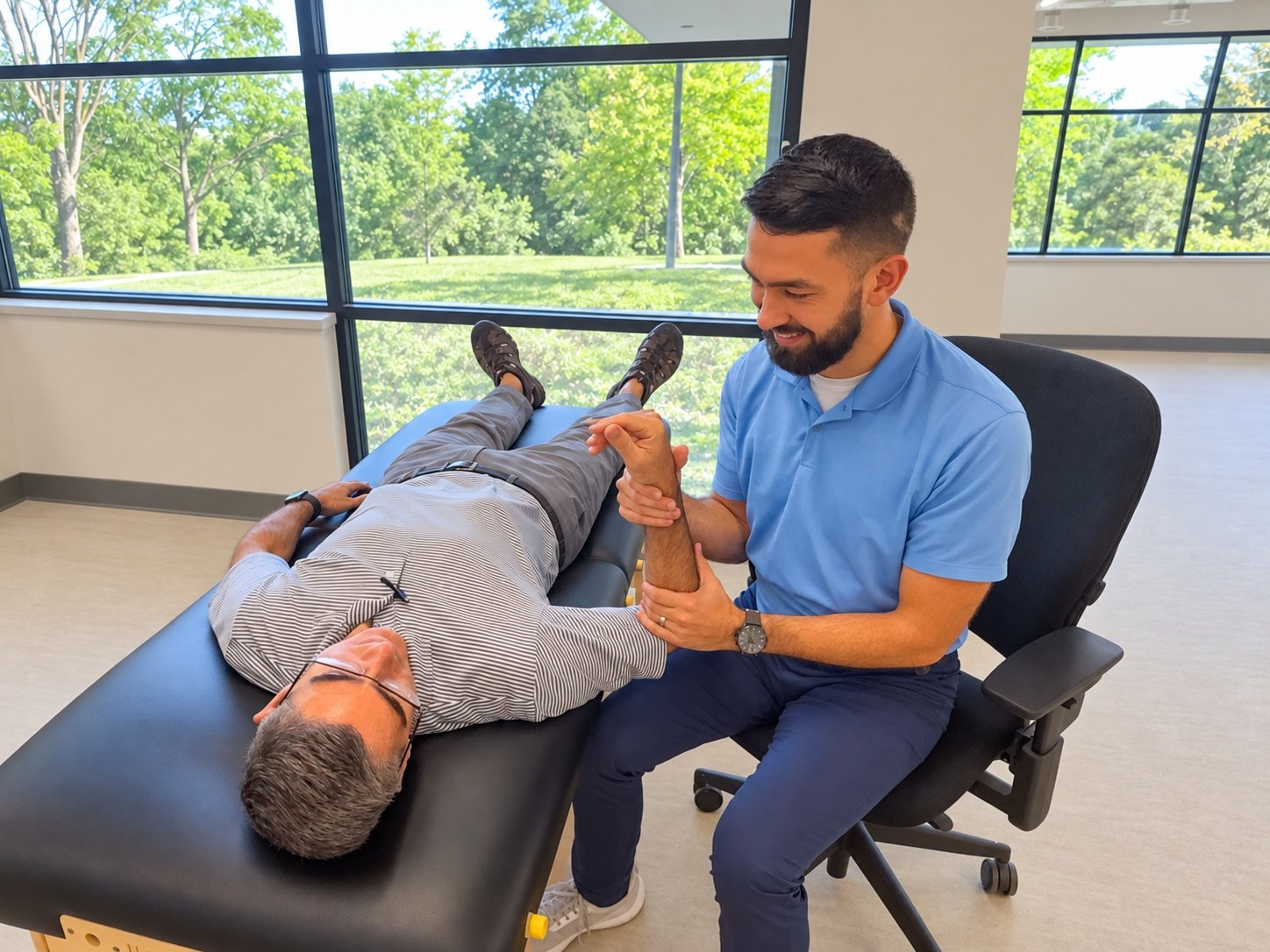 Christian Hoban treating a wrist at the clinic